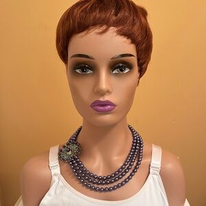 Elegant Purple Beaded Statement Necklace